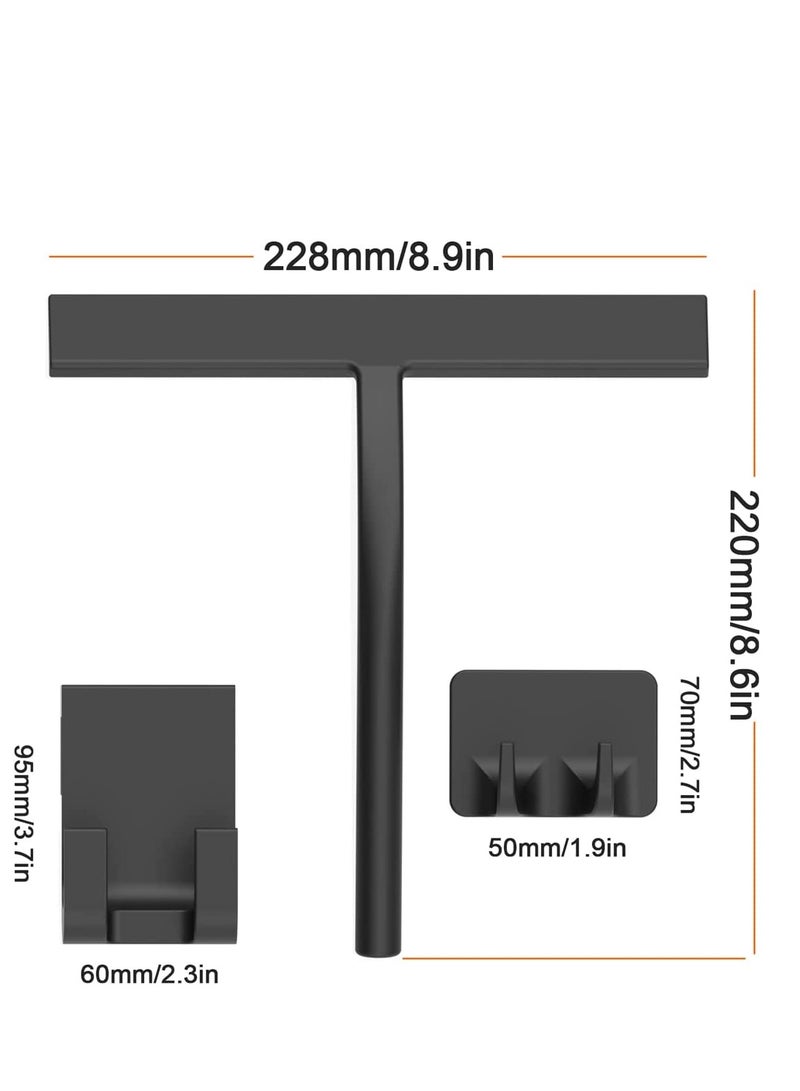 PYLCO SMART All-Purpose Shower Squeegee for Shower Doors with 2pcs Adhesive Hooks, Bathroom Shower Wiper Cleaner Tool Household Window Mirror Squeegee for Home Cleaning, Glass Door, Tile Wall - 9 inch wide  - Image 5