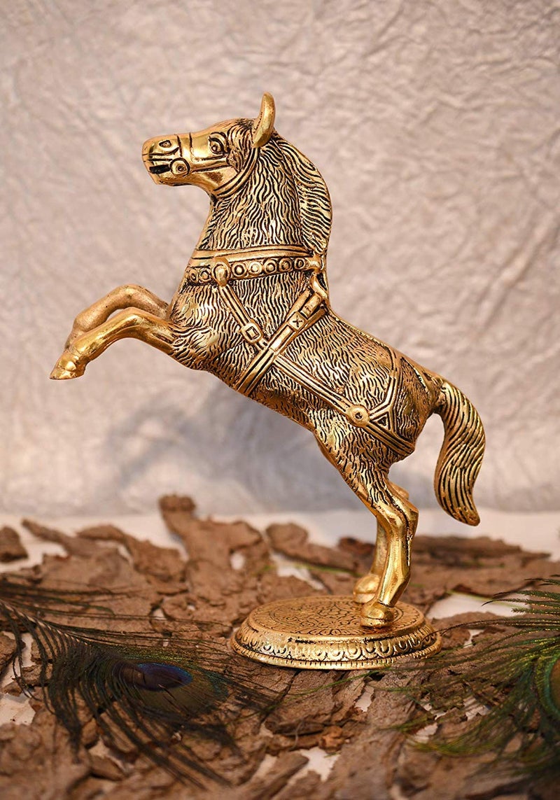 Chhariya Crafts Horse Statue for Wealth, Income, Shining and Bright Future Decorative Showpiece - 21.5 cm (Metal, Gold) - Image 4