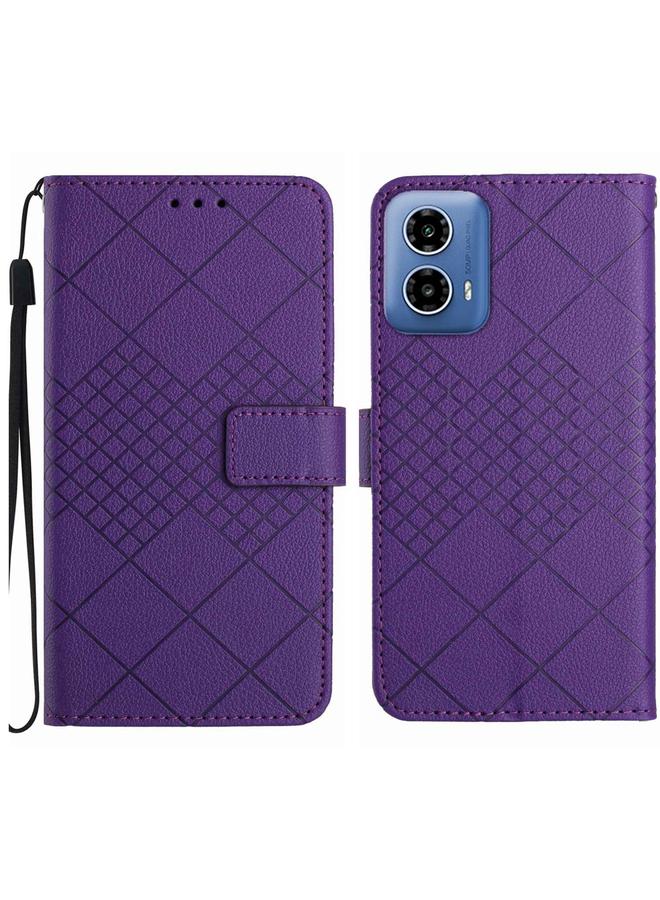 اس-توب جراب لهاتف Motorola Edge 5G 2024 جراب هاتف جلدي بنمط شبكي معيني - Image 1