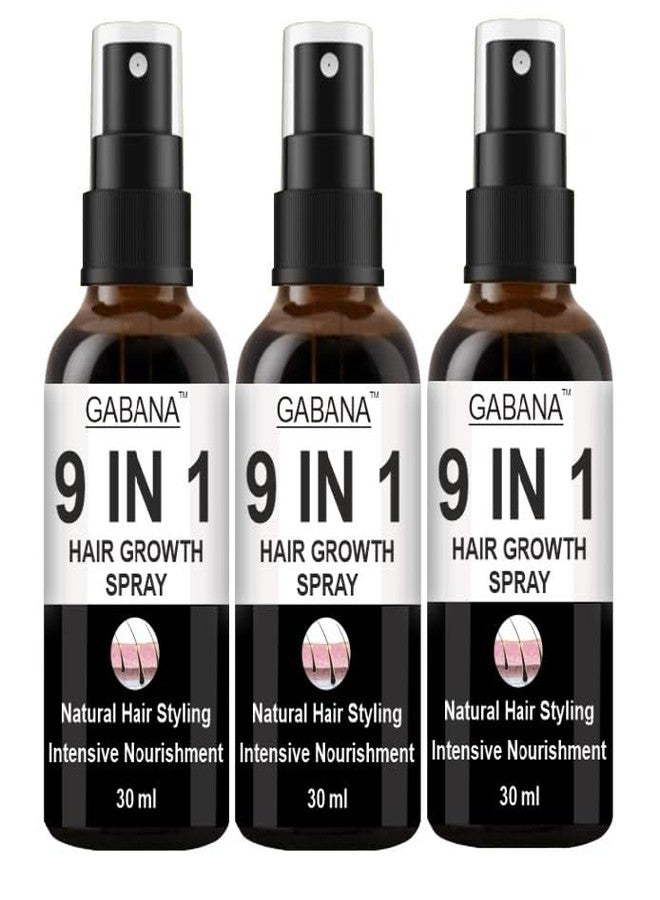 GABANA 9-in-1 Natural Hair Growth Serum for Men and Women (Pack of 3, 30 ml)|SERUM for Dry and Frizzy HAIR serum for Hair Fall Control serum for HAIR Growth HAIR Growth Oil serum for Hair Protection| - Image 1