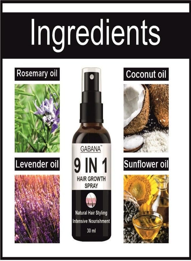 GABANA 9-in-1 Natural Hair Growth Serum for Men and Women (Pack of 3, 30 ml)|SERUM for Dry and Frizzy HAIR serum for Hair Fall Control serum for HAIR Growth HAIR Growth Oil serum for Hair Protection| - Image 2