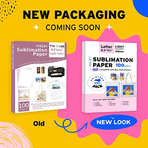 Printers Jack Sublimation Paper Heat Transfer Paper 100 Sheets 8.5" x 11" 125 gsm for Any Epson Sawgrass Ricoh Inkjet Printer with Sublimation Ink for DIY T shirt Mugs - Image 2