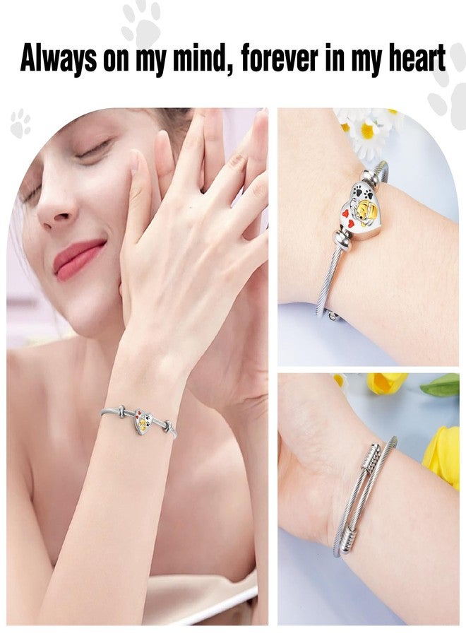 abooxiu Cremation Jewelry for Pet Ashes Pawprint Heart Ashes Bracelet Keepsake Memorial Urn Bracelet Stainless Steel Ashes Holder Urn Jewelry for Cat Dog - Image 4