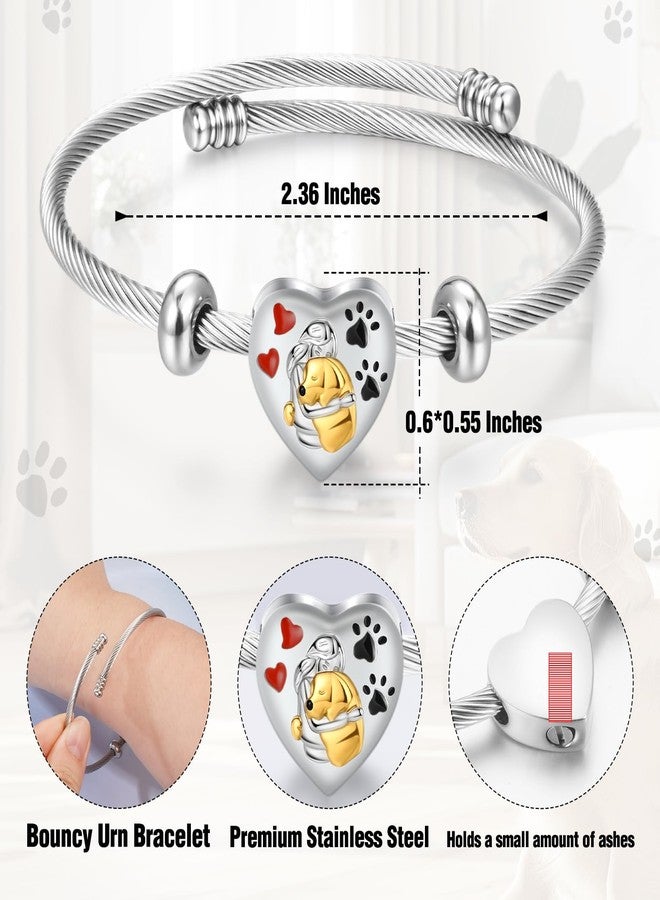 abooxiu Cremation Jewelry for Pet Ashes Pawprint Heart Ashes Bracelet Keepsake Memorial Urn Bracelet Stainless Steel Ashes Holder Urn Jewelry for Cat Dog - Image 2