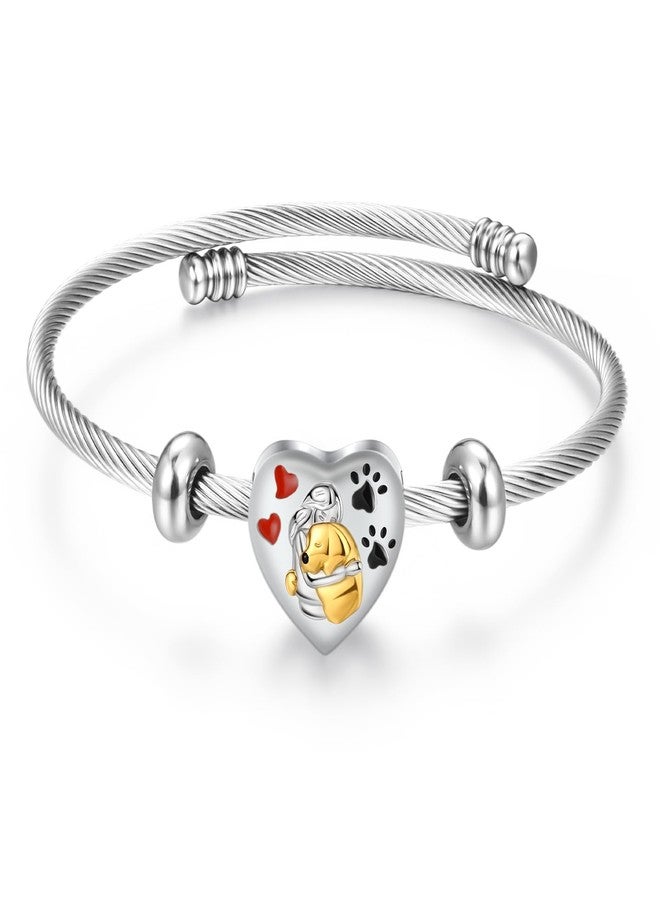 abooxiu Cremation Jewelry for Pet Ashes Pawprint Heart Ashes Bracelet Keepsake Memorial Urn Bracelet Stainless Steel Ashes Holder Urn Jewelry for Cat Dog - Image 1