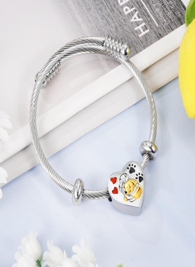 abooxiu Cremation Jewelry for Pet Ashes Pawprint Heart Ashes Bracelet Keepsake Memorial Urn Bracelet Stainless Steel Ashes Holder Urn Jewelry for Cat Dog - Image 3