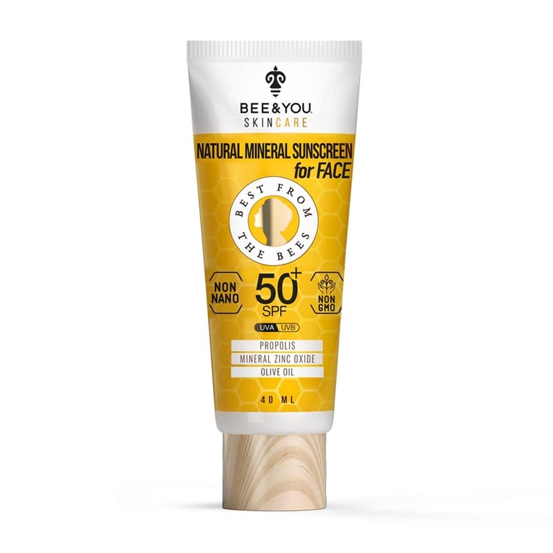 BEE & YOU Bee and You SPF 50 Facial Sunscreen UV Protection Clear Sensitive AcneProne Skin MineralBased Zinc Oxide Propolis Extract 100 Natural Hypoallergenic 135 oz