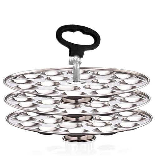 Missippi Stainless Steel Mini Idli Plate/Mini Idli stand with Idli stand Lifter - Fits in all Idli cooker & Idli maker (3 Plate Stand) - Image 1