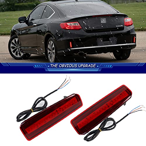 TurningMax For 2013 2014 2015 Honda Accord Coupe LED Rear Bumper Reflector Tail Brake Lights Red Lens 33505T3LA02 / 33505-T3L-A02 - Image 2
