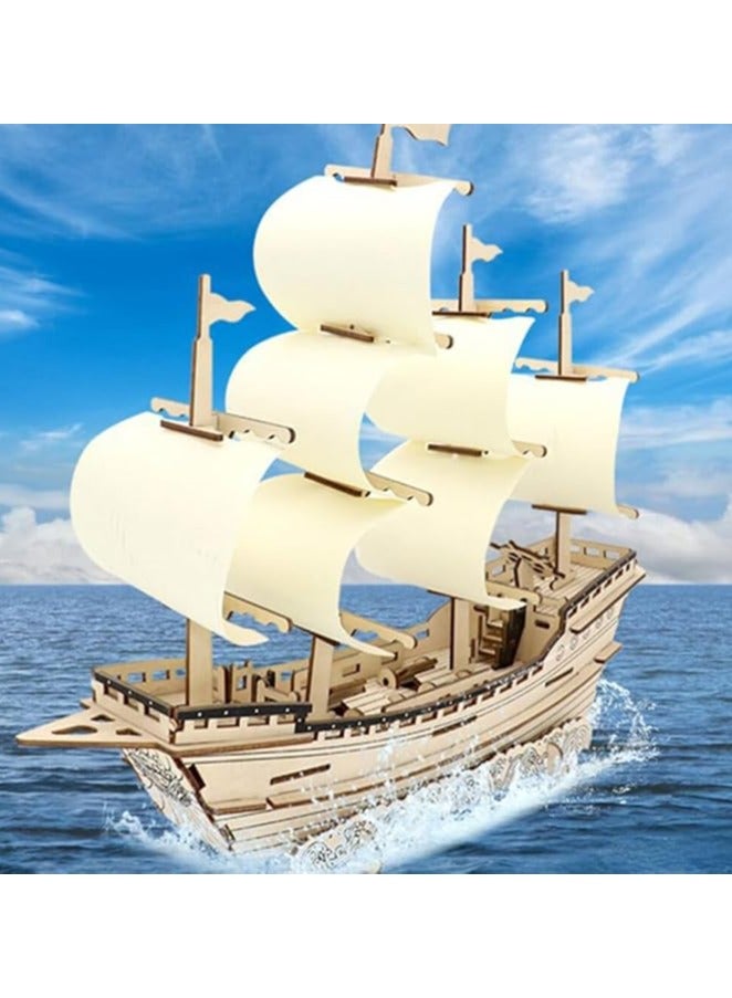 Beauenty 3D Puzzles for Adults DIY 3D Puzzle Sailboat 3D Wooden Sailboat Model Wood Sailboat Model Wooden Models for Adults to Build 3D Wood Puzzle Model Crafts for Adults Model Sailboat - Image 4