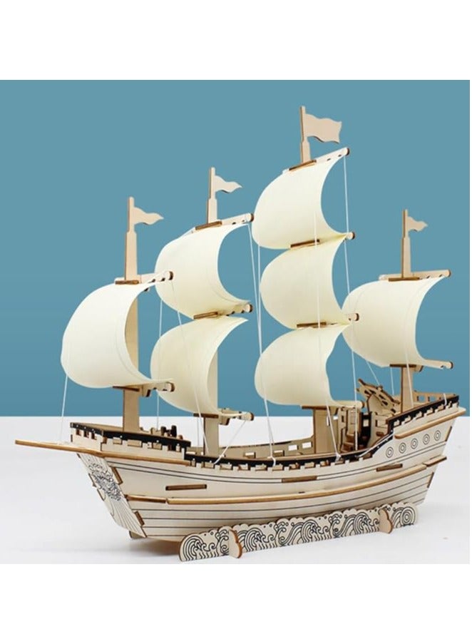 Beauenty 3D Puzzles for Adults DIY 3D Puzzle Sailboat 3D Wooden Sailboat Model Wood Sailboat Model Wooden Models for Adults to Build 3D Wood Puzzle Model Crafts for Adults Model Sailboat - Image 2