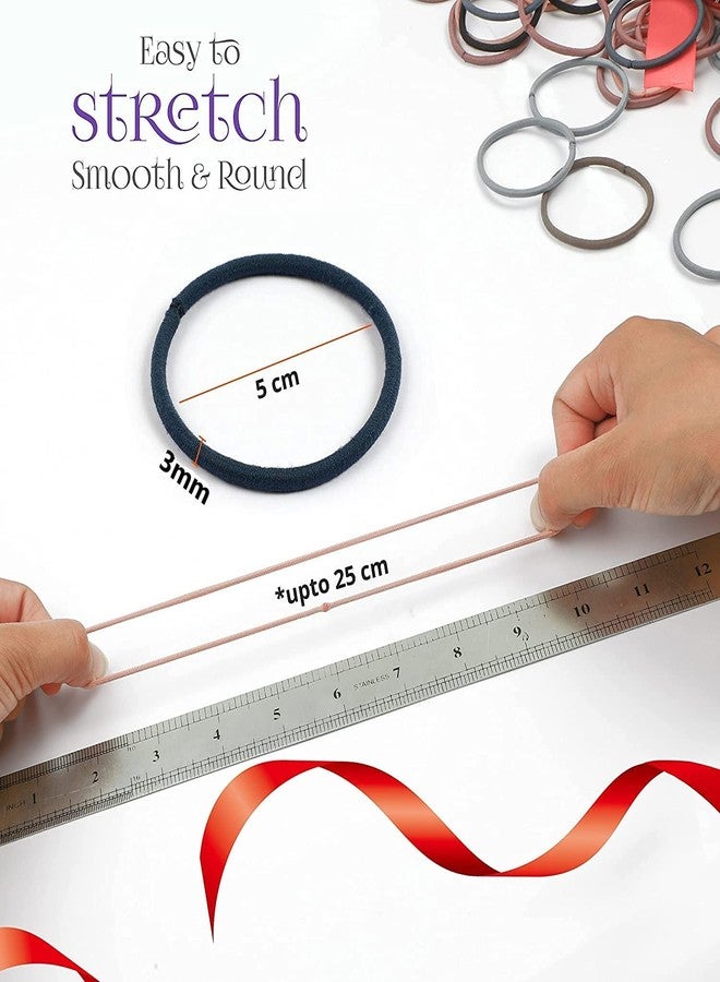 SYGA Multicolor Hair Bands (100) Hair Bobbles Hair Ties 3mm for Women Versatile for Styling Ponytail for Girls Stretchable Elastic - Morandi - Image 3