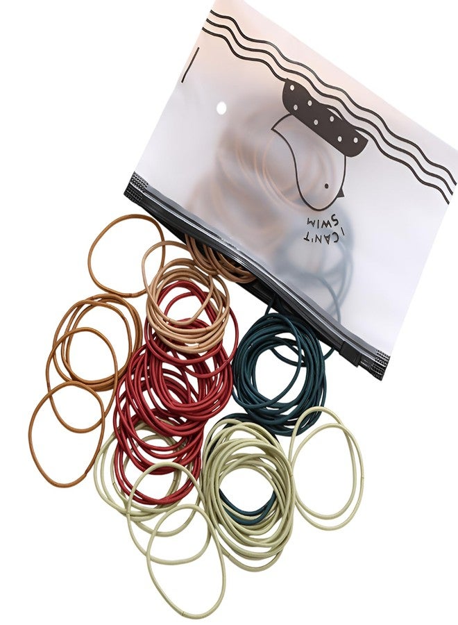 SYGA Multicolor Hair Bands (100) Hair Bobbles Hair Ties 3mm for Women Versatile for Styling Ponytail for Girls Stretchable Elastic - Morandi - Image 1