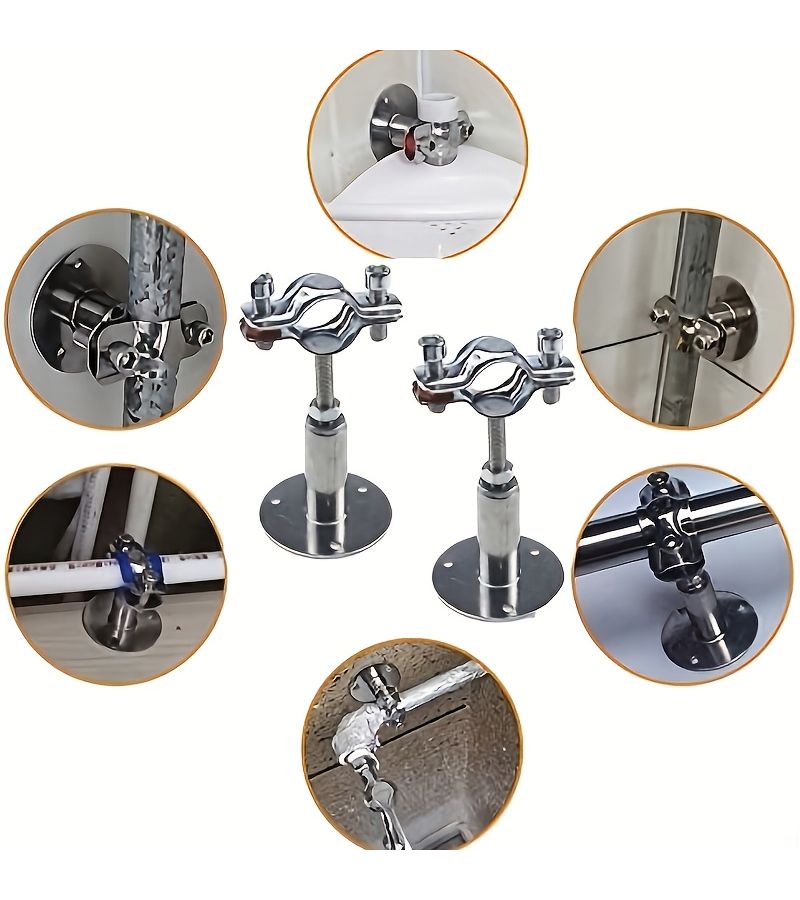 2 Pack Stainless Steel Pipe Wall Ceiling Mounts With Adjustable 1 Inch Brackets - Image 2