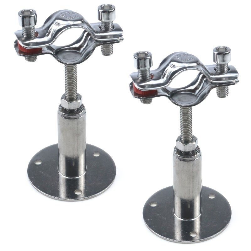 2 Pack Stainless Steel Pipe Wall Ceiling Mounts With Adjustable 1 Inch Brackets - Image 4