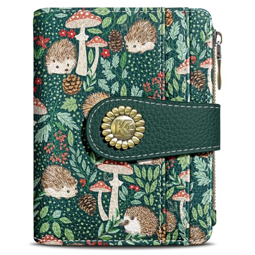 Kelvoris Cute Hedgehog Small Rfid Women Wallet Bifold Zipper Coin Pocket PU Leather Compact Cash Credit Card Holder Travel Wallet for Female Ladies Teen Girls 1 ID Window 10 Card Slots - Image 1