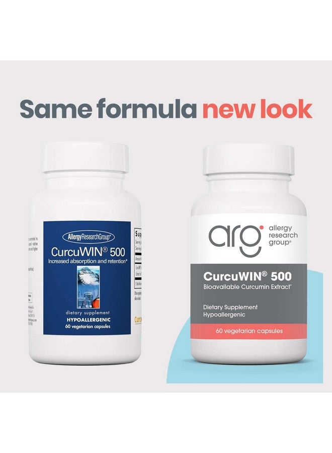 Allergy Research Group CurcuWIN 500 Supplement - Turmeric Extract, Curcumin 500mg, Turmeric Pills, Curcuma Longa, Pure, Organic, Bioavailable - 500mg Vegetarian Capsules, 60 Count - Image 2