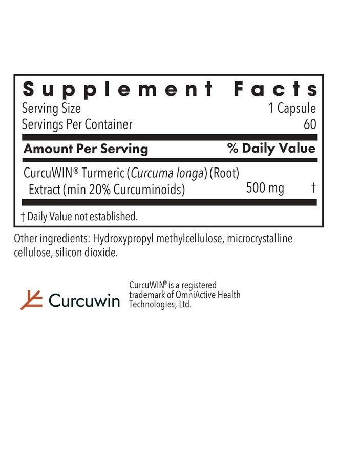 Allergy Research Group CurcuWIN 500 Supplement - Turmeric Extract, Curcumin 500mg, Turmeric Pills, Curcuma Longa, Pure, Organic, Bioavailable - 500mg Vegetarian Capsules, 60 Count - Image 3