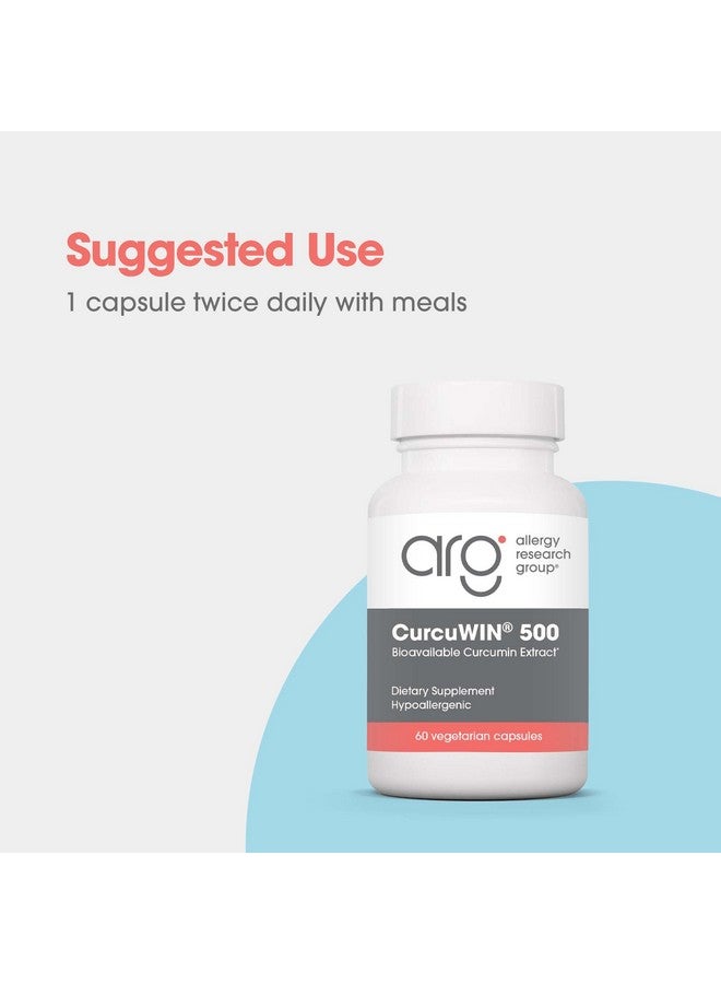 Allergy Research Group CurcuWIN 500 Supplement - Turmeric Extract, Curcumin 500mg, Turmeric Pills, Curcuma Longa, Pure, Organic, Bioavailable - 500mg Vegetarian Capsules, 60 Count - Image 4