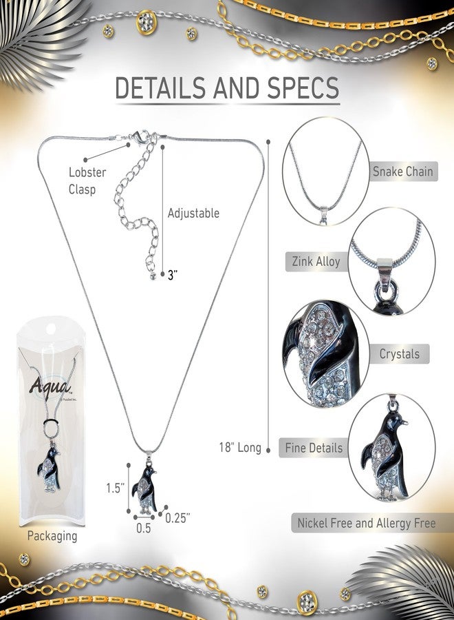 بازلد قلادة بطريق فضية مزخرفة - قلادة فضية ساحرة بتفاصيل دقيقة، مزينة بقلادة بطريق مرصعة بأحجار الراين الكريستالية اللامعة، إكسسوار أنيق مع سلسلة فضية طويلة - 18 بوصة - Image 2