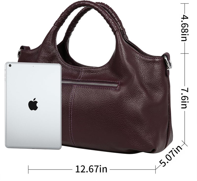 Iswee Genuine Leather Shoulder Bags Purses and Handbags for Women Satchel Designer Cross Body Hobo Medium Size Tote - Image 4