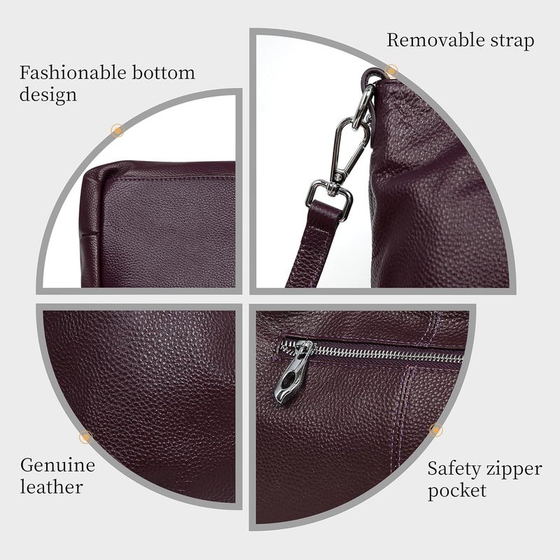 Iswee Genuine Leather Shoulder Bags Purses and Handbags for Women Satchel Designer Cross Body Hobo Medium Size Tote - Image 5