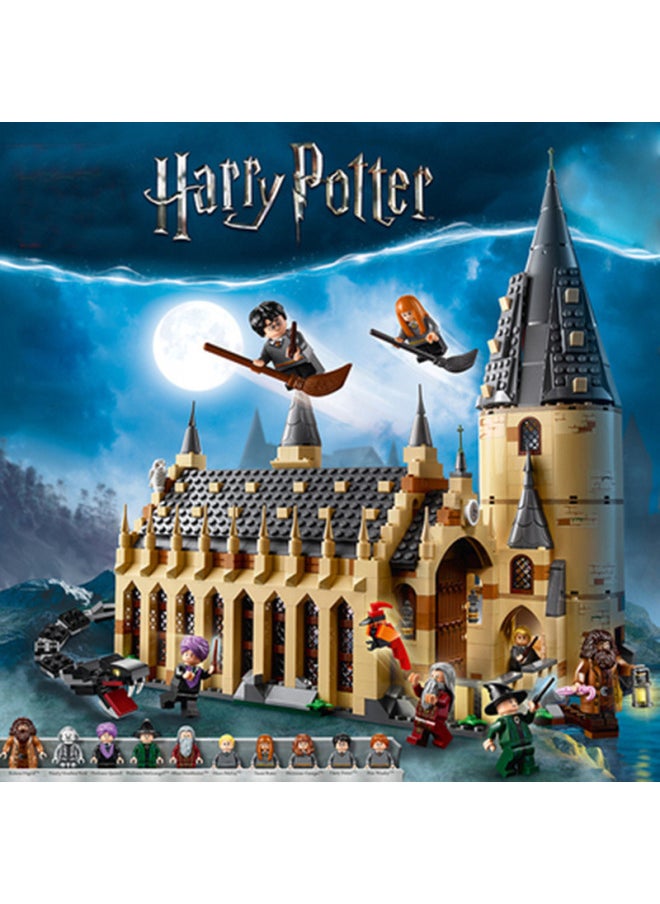 null - Compatible With Lego Harry Potter Block Assembled Model Street View Hogwarts Gate Castle Hedwig Toy-color:6087 Heige House [496 Particles] - About 500 Grams - Image 1