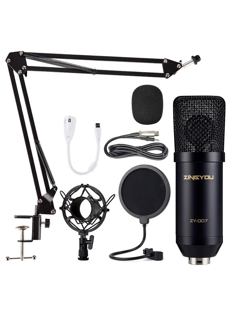 ZINGYOU - ZINGYOU Condenser Microphone Computer Mic Kit ZY-007 Professional Studio Recording Bundle for Streaming Gaming Broadcasting Singing Videos with Arm Stand... - Image 1