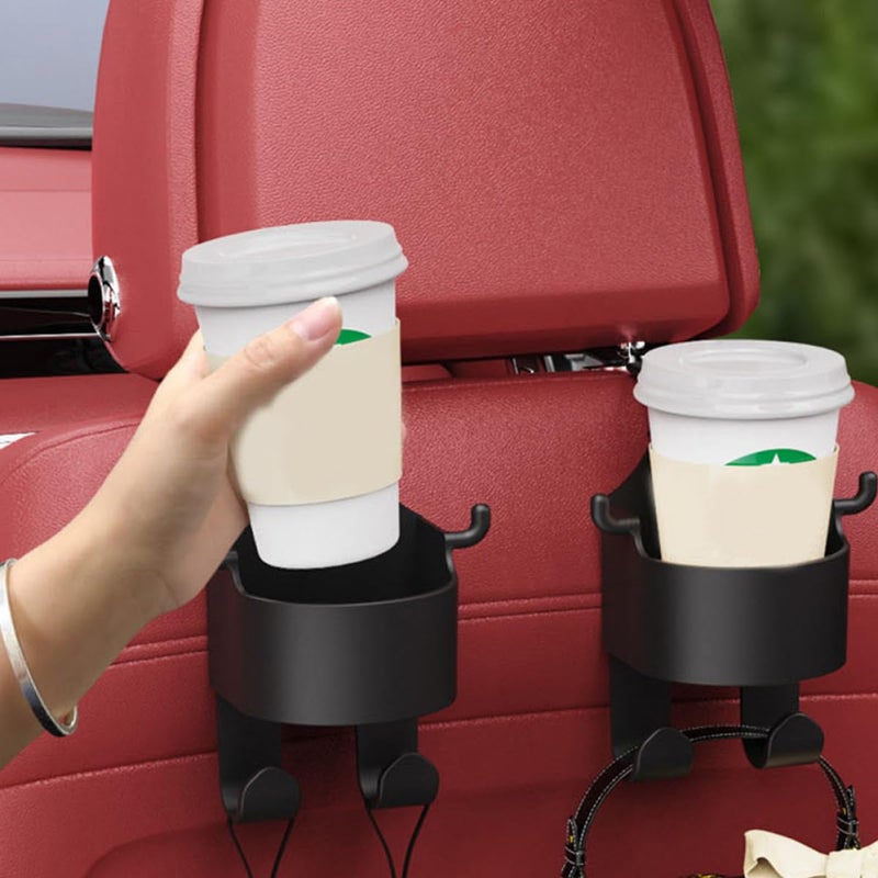 Universal Car Headrest Cup Holder 3 Pack with Hooks for Rear Seat Storage Organizer - Image 4