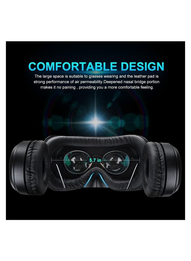 VR Set with Remote Controller, HD 3D VR Glasses Virtual Reality Headset for VR Games and 3D Movies, VR Goggles for Smartphones Compatible 4.7-6 inch