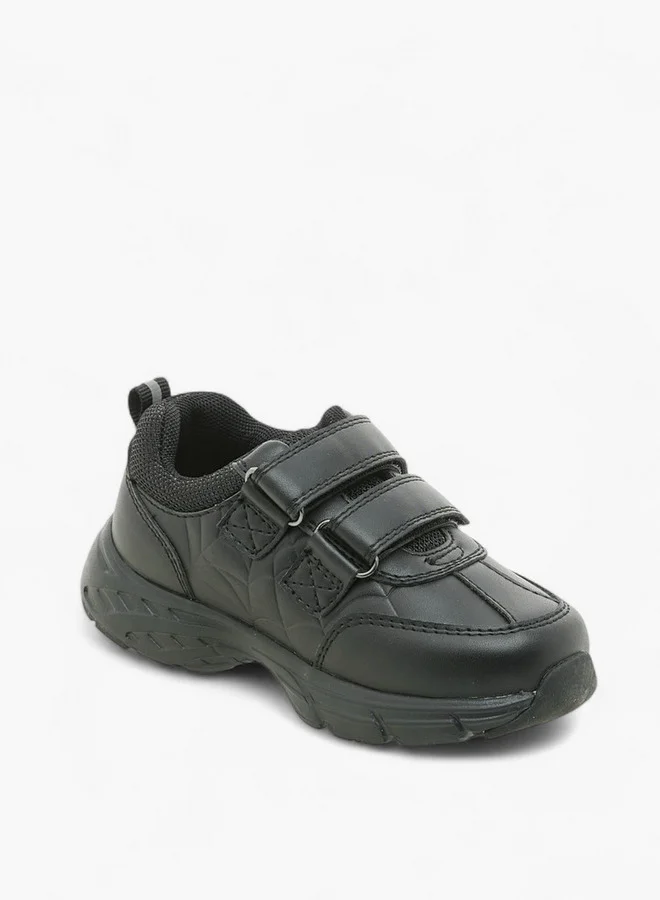 مارفل Boys Panelled School Shoes with Hook and Loop Closure