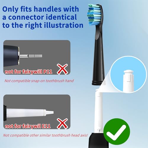 teeteck 10pc Toothbrush Heads Compatible with Fairywill D7/D8/FW507/508, 551/917/959/D1/D3 (Black) - Image 2