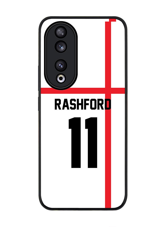 Stylizedd Rugged Black edge case for Honor 90 5G, Slim fit Case Flexible Anti Drop TPU Gel Thin Cover - Football Team - England, Player Name - Rashford - Image 1