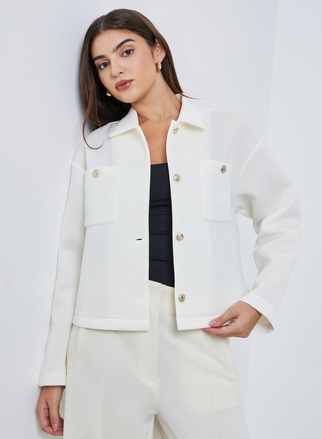 ستايلي جاكيت تراكر قصير بقصة عادية - Image 1