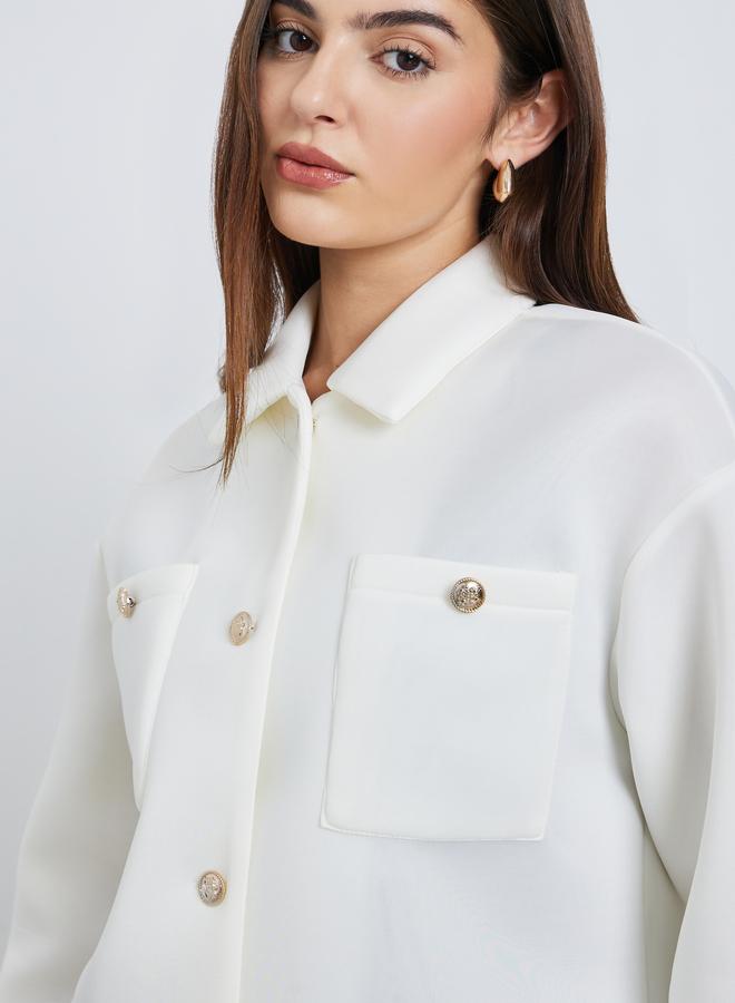 ستايلي جاكيت تراكر قصير بقصة عادية - Image 4