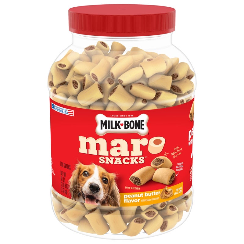 Milk-Bone MaroSnacks Dog Treats, Peanut Butter, 40 Ounce with Real Bone Marrow and Calcium - Image 1