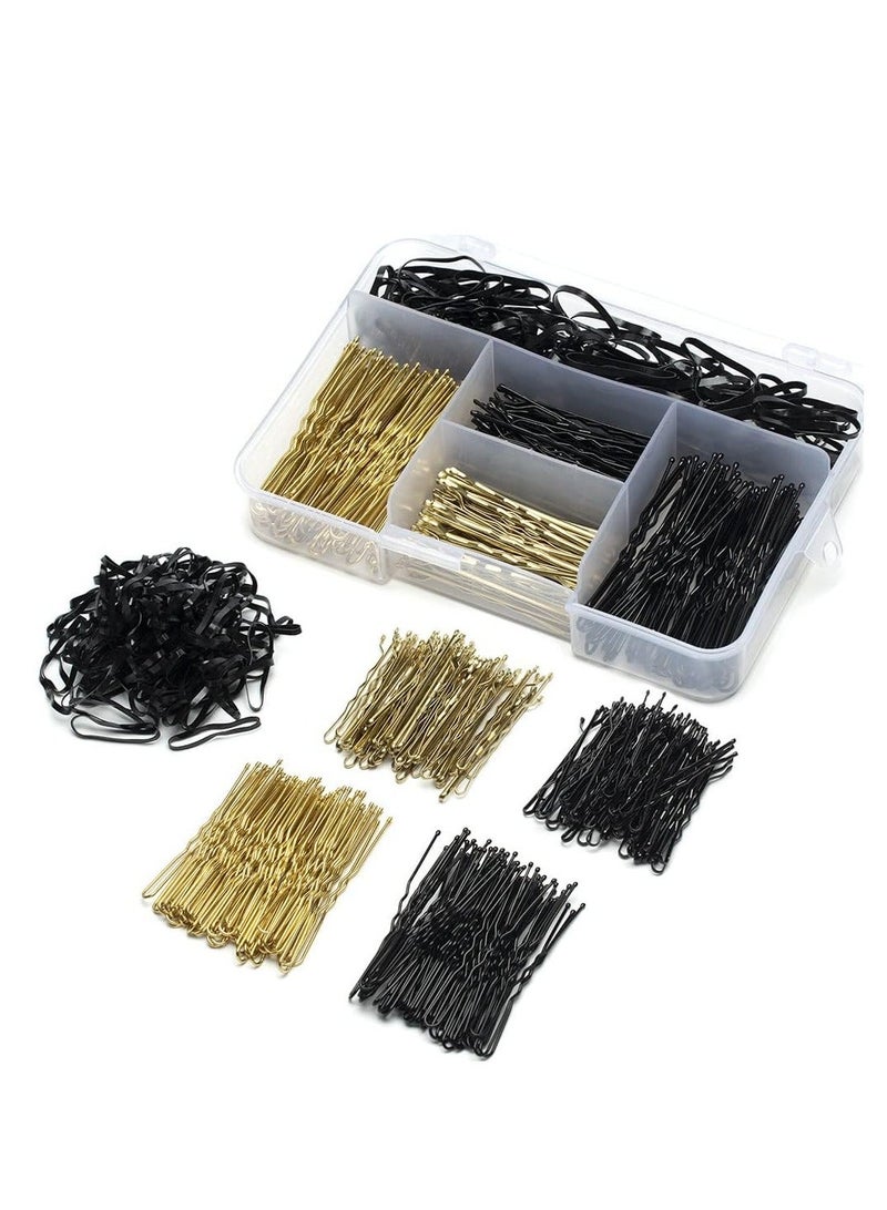 300pcs Bobby Pins Hair Pins Kit With Store Box,Bobby Pin Hair Pins with Hair Bands for Girls and Women,Hair Accessories Black+Brown - Image 1