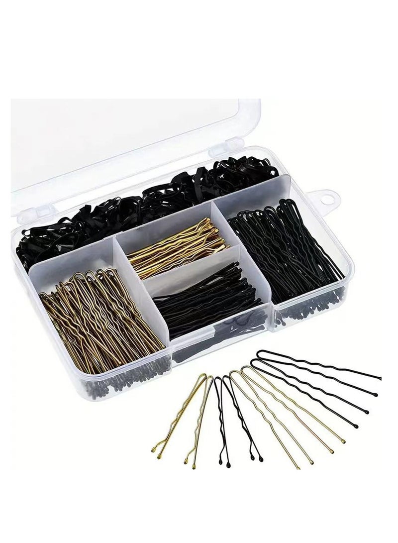 300pcs Bobby Pins Hair Pins Kit With Store Box,Bobby Pin Hair Pins with Hair Bands for Girls and Women,Hair Accessories Black+Brown - Image 2