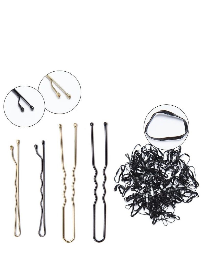 300pcs Bobby Pins Hair Pins Kit With Store Box,Bobby Pin Hair Pins with Hair Bands for Girls and Women,Hair Accessories Black+Brown - Image 3