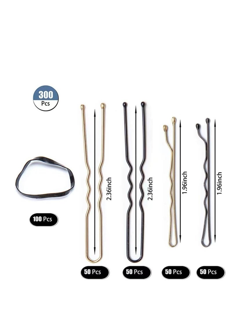 300pcs Bobby Pins Hair Pins Kit With Store Box,Bobby Pin Hair Pins with Hair Bands for Girls and Women,Hair Accessories Black+Brown - Image 4