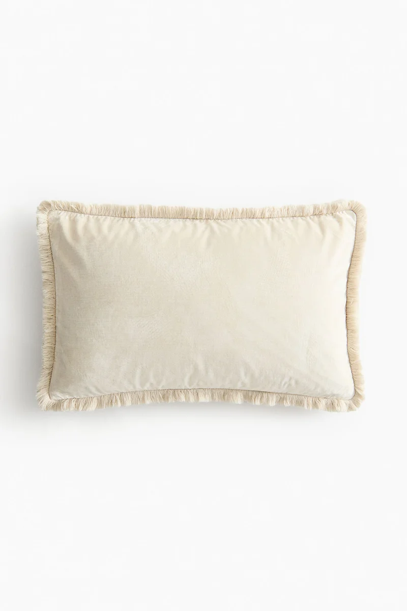 H&M Fringed velvet cushion cover