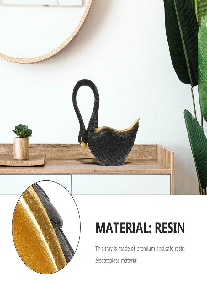 Amosfun Resin Swan Figurine Key Storage Dish 7.5 Inch Decorative Trinket Plate for Entryway Bathroom Living Room Jewelry Organizer - Image 4