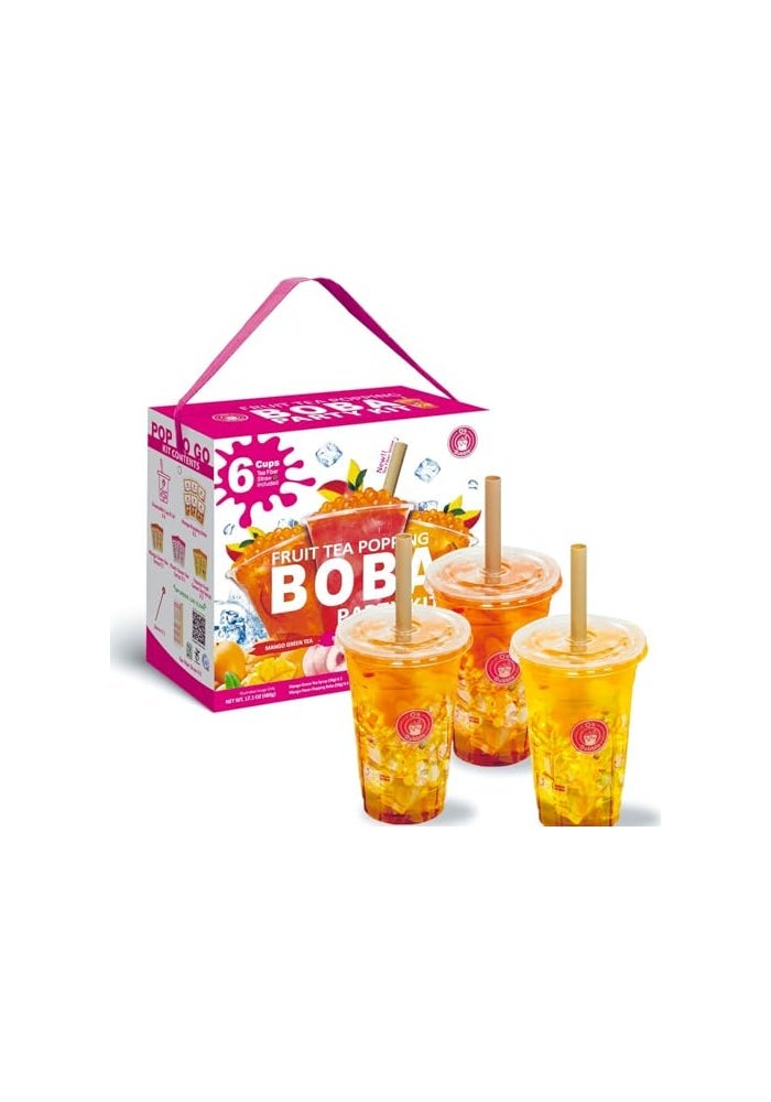 O's Bubble Os Bubble Boba Tea Kit  Bubble Tea Kit  All in One Boba Kit  Boba Kit for Kids  6 Servings Includes Cups Straws Stirrer Party Kit Variety Pack Upgrade Mixed Fruit - Image 1