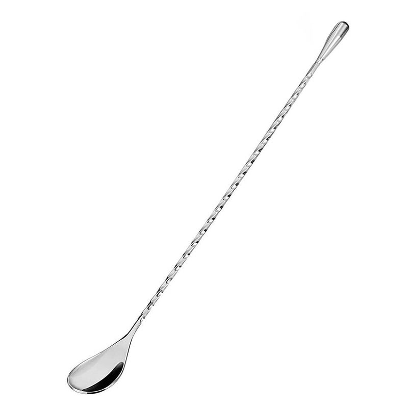 lasenersm 1 Piece Stainless Steel Spiral Cocktail Stirrer Long Handle Bar Spoon Coffee Stir Stick Swizzle Stick Silver 30cm