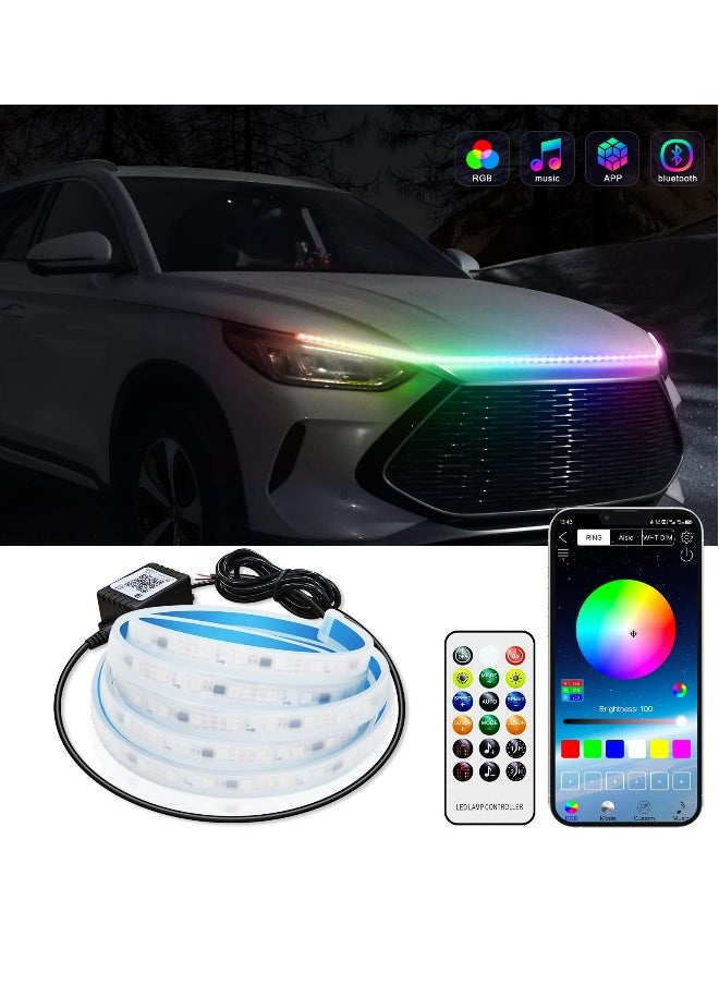 ماركة غير محددة شريط إضاءة LED خارجي للسيارة، شريط إضاءة سفلي متعدد الألوان بطول 59 إنش، مزود بتأثير مطاردة، شريط إضاءة مرن ومقاوم للماء للاستخدام أثناء النهار، مناسب للسيارات والشاحنات وسيارات الدفع الرباعي.  - Image 1