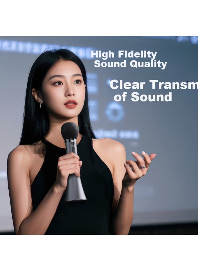 Deli ميكروفون كاريوكي عالي الطاقة مع مكبر صوت، ميكروفون محمول، مكبر صوت لاسلكي خاص بالمعلمين للتعليم، مرشد سياحي، وخطاب، أبيض - Image 3