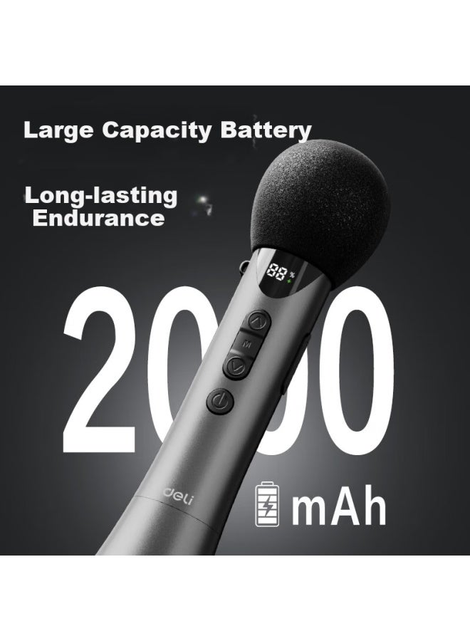 Deli ميكروفون كاريوكي عالي الطاقة مع مكبر صوت، ميكروفون محمول، مكبر صوت لاسلكي خاص بالمعلمين للتعليم، مرشد سياحي، وخطاب، أبيض - Image 4