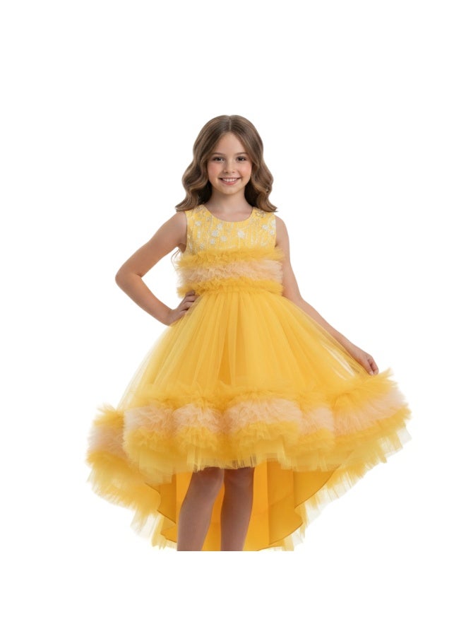 D'Daniela Yellow Ruffled Dress - Image 2