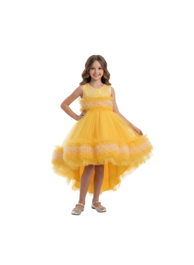 D'Daniela Yellow Ruffled Dress - Image 1