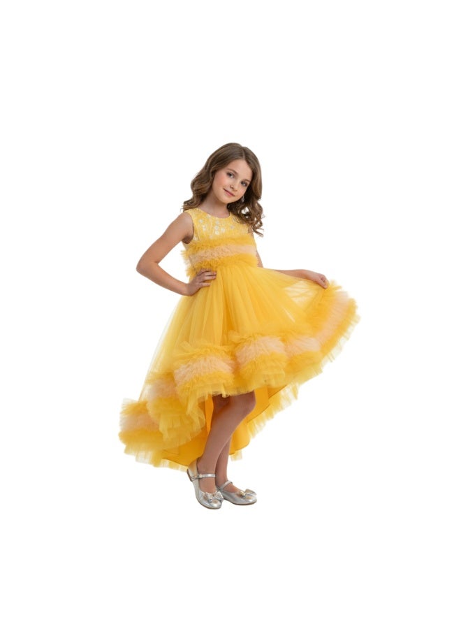 D'Daniela Yellow Ruffled Dress - Image 3